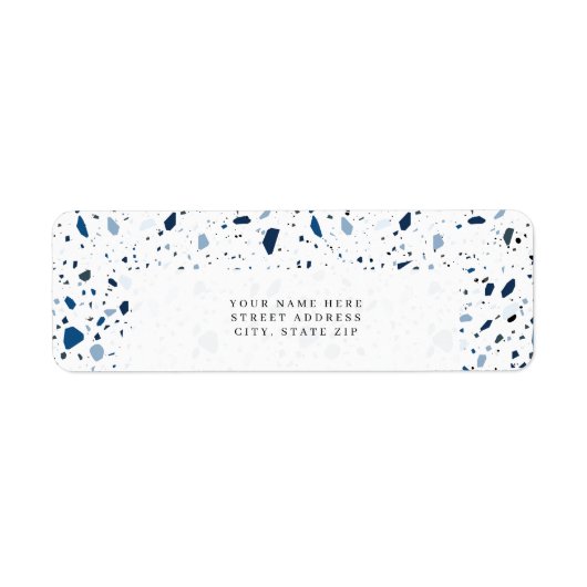 Étiquette Cobalt Pierre bleu Terrazzo Motif (Devant)