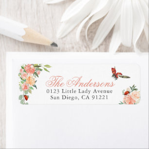 Étiquette Coccinelles & Roses Adresse de Retour