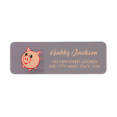 Étiquette Cochons roses motif sur gris (Devant)