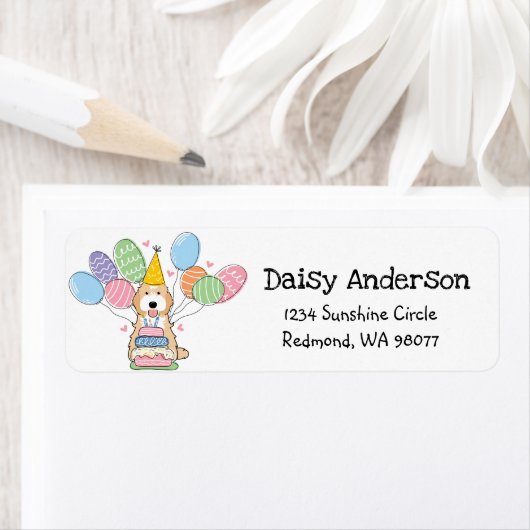 Étiquette Cockapoo Cavapoo Anniversaire Partie Adresse de re (En situation)