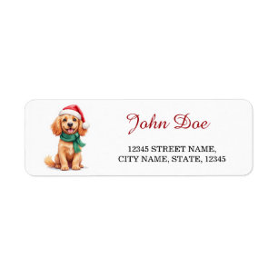 Étiquette Cocker Spaniel au chapeau de Père Noël Noël Retour