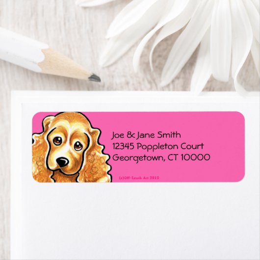 Étiquette Cocker Spaniel Hot Pink (En situation)