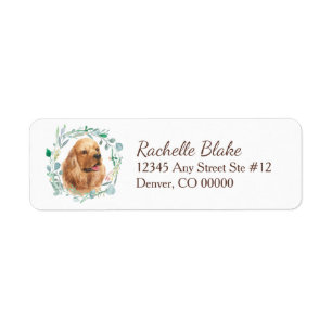 Étiquette Cocker Spaniel Wreath Return Address