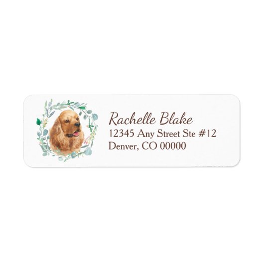 Étiquette Cocker Spaniel Wreath Return Address (Devant)