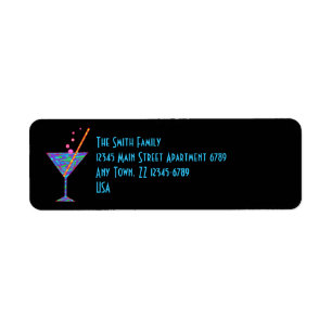 Étiquette Cocktail coloré bleu Martini d'heure heureuse de