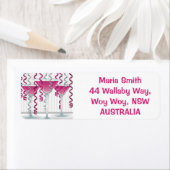 Étiquette Cocktail rose et ruban (En situation)