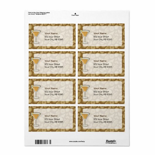 Étiquette Cocktail Sidecar (Feuille entière)