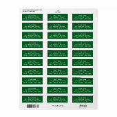 Étiquette Code Dark Green Minimal Modern Name Adresse postal (Feuille entière)