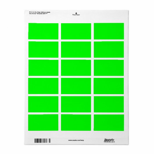 Étiquette Code hexadécimal vert néon 00FF00 (Feuille entière)