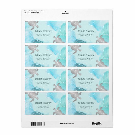 Étiquette Code QR côtier de la tortue d'argent (Feuille entière)