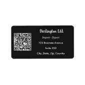 Étiquette Code QR d'adresse d'affaires de script blanc sur f (Devant)