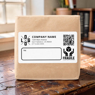 Étiquette Code QR de logo d'entreprise personnalisé Avertiss