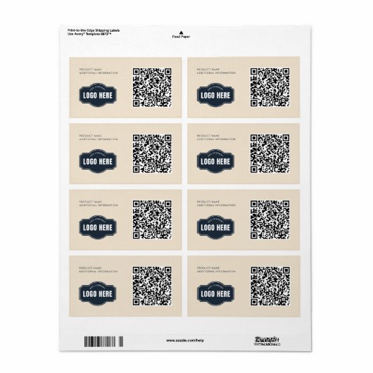 Étiquette Code QR de votre logo d'entreprise Code de produit (Feuille entière)