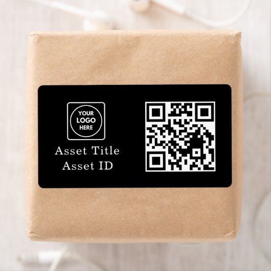 Étiquette Code QR d'inventaire noir | Code de produit commer (En situation)