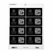 Étiquette Code QR d'inventaire noir | Code de produit commer (Feuille entière)