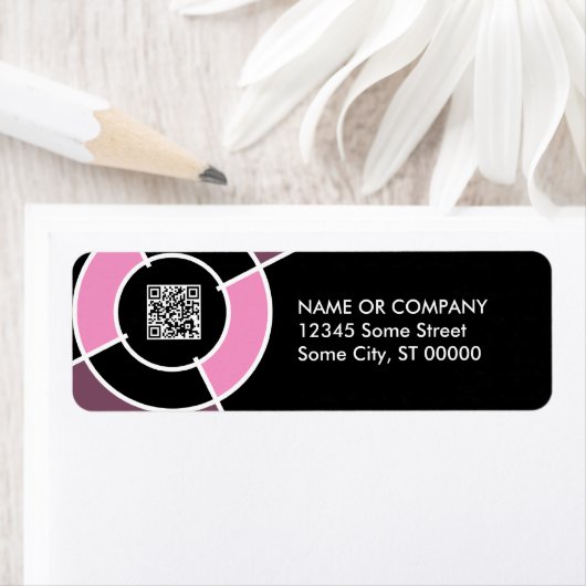 Étiquette code QR du bullseye rose (En situation)