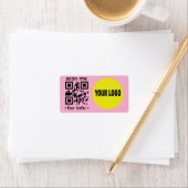 Étiquette Code QR éditable Logo Moderne Rose Noir Entreprise (En situation)