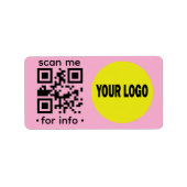 Étiquette Code QR éditable Logo Moderne Rose Noir Entreprise (Devant)