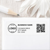 Étiquette Code QR entreprise Retour Adresse Logo professionn (En situation)