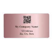 Étiquette Code qr entreprise rose adresse de retour (Devant)