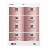 Étiquette Code qr entreprise rose adresse de retour (Feuille entière)
