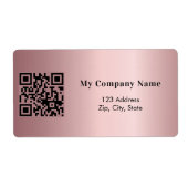 Étiquette Code qr entreprise rose adresse de retour (Devant)