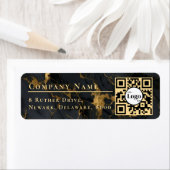 Étiquette Code Qr Logo Entreprise Adresse de Retour Agate No (En situation)