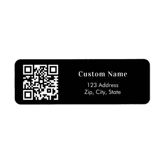 Étiquette Code QR noir blanc adresse de retour (Devant)