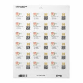 Étiquette Code QR rose logo commercial adresse de retour (Feuille entière)