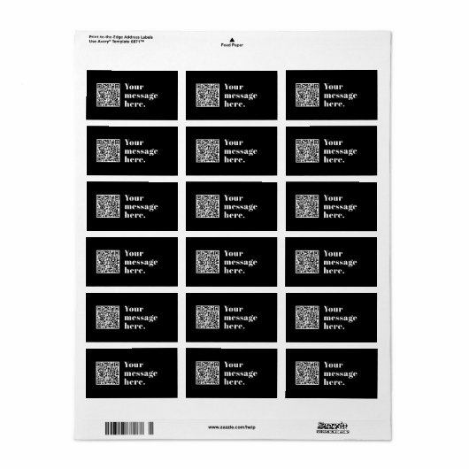 Étiquette Code QR téléchargé et texte rétro modifiable (Feuille entière)