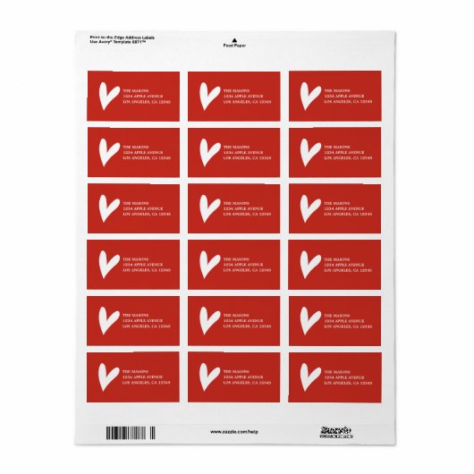 Étiquette Coeur blanc (Feuille entière)