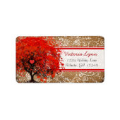 Étiquette Coeur blanc mignon Pointé Arbre rouge Pointe rose (Devant)