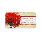 Étiquette Coeur blanc mignon Pointé Arbre rouge Pointe rose (Devant)