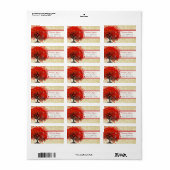 Étiquette Coeur blanc mignon Pointé Arbre rouge Pointe rose (Feuille entière)