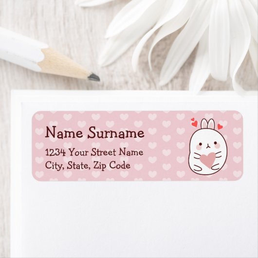 Étiquette Coeur Bunny mignon (En situation)