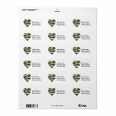Étiquette Coeur Camo déchiqueté (Feuille entière)