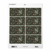 Étiquette Coeur Camouflage (Feuille entière)