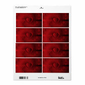Étiquette Coeur damassé rouge (Feuille entière)