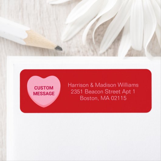 Étiquette Coeur de conversation de message personnalisé roug (En situation)