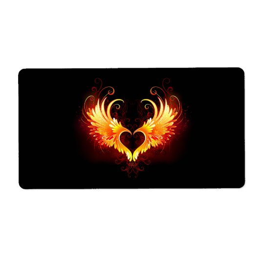 Étiquette Coeur de feu ange avec ailes (Devant)