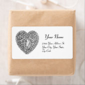 Étiquette COEUR DE LACE CUPID, noir et blanc (En situation)