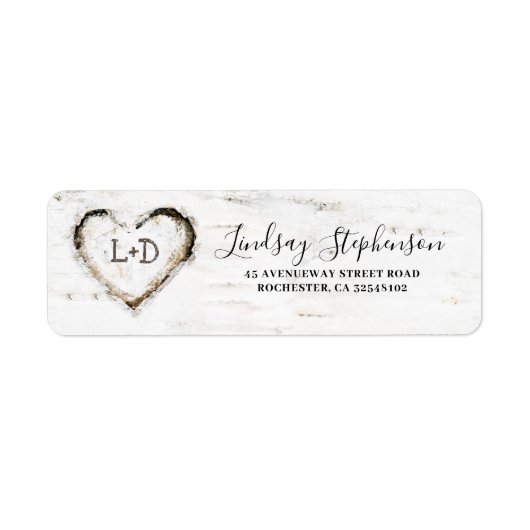 Étiquette Coeur d'écorce de bouleau Automne rustique (Devant)