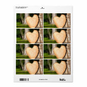 Étiquette coeur en bois (Feuille entière)