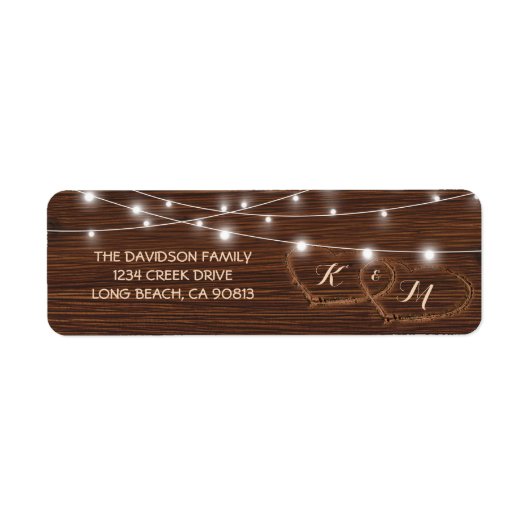 Étiquette Coeur en bois sculpté rustique (Devant)