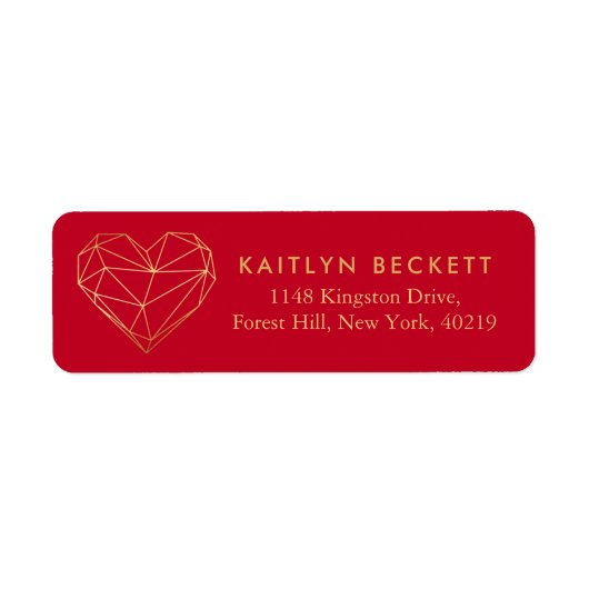 Étiquette Coeur géométrique Saint-Valentin (Devant)