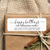 Étiquette Coeur mignon Script Joyeux Vacances Retour Adresse