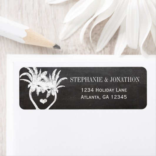 Étiquette Coeur mignonne en blanc Arbre feuilleté Points ros (En situation)