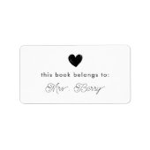 Étiquette Coeur Minimal Ce Livre Appartient À Réserver (Devant)