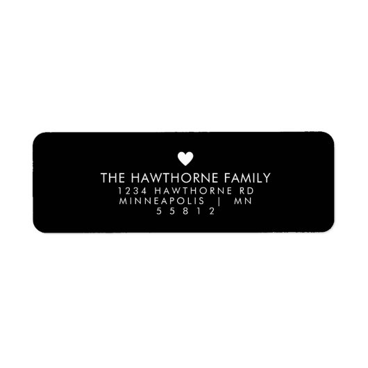 Étiquette Coeur moderne Envoyer l'amour Minimal Adresse noir (Devant)