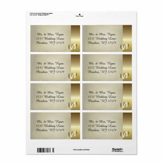 Étiquette Coeur or vintage Classy (Feuille entière)